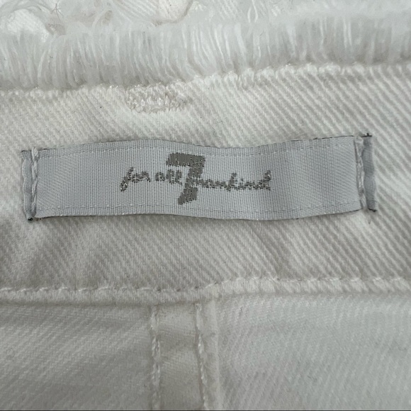 7 For All Mankind White Cut Off Distressed Denim Jean Shorts Size 26 Women’s - Picture 7 of 9